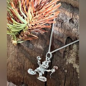 New Sterling Lumberjack Pendant Necklace New 925 Italian Chain 20” Axe